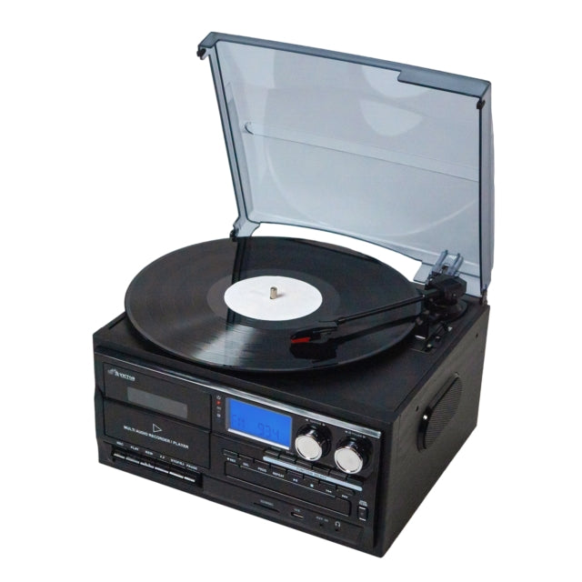 VICTOR COSMOPOLITAN 8-IN-1 TURNTABLE MUSIC CENTER - BLACK