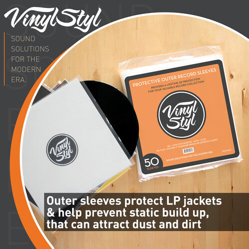 Vinyl Styl® VS-P-005 12 Inch Outer Record Sleeves - Open Top - 50 Count