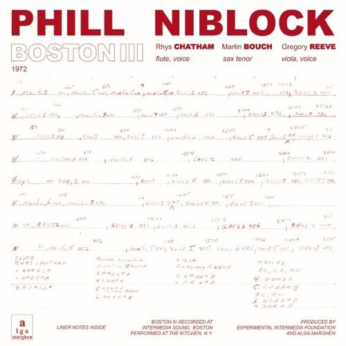 Phill Niblock: Boston/Tenor/Index -[Vinyl LP]