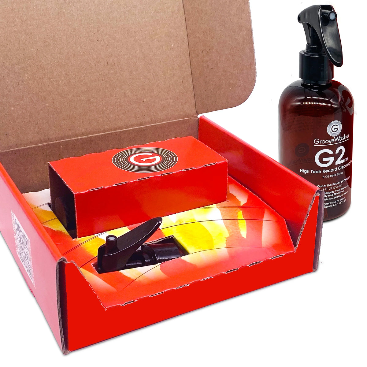 GrooveWasher G2 Record Cleaning Fluid (8 oz Bottle & Sprayer)
